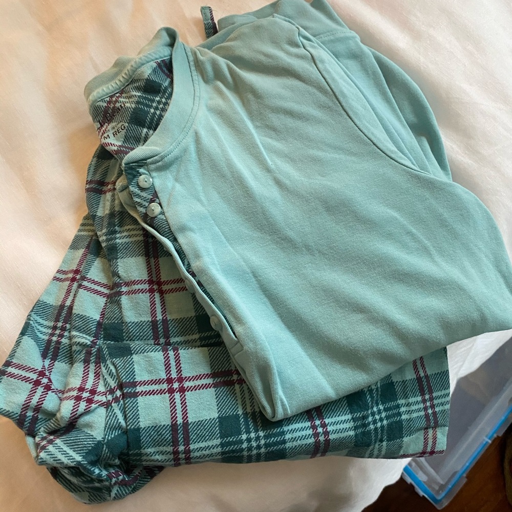 Ll Bean blue flannel pajama set size medium